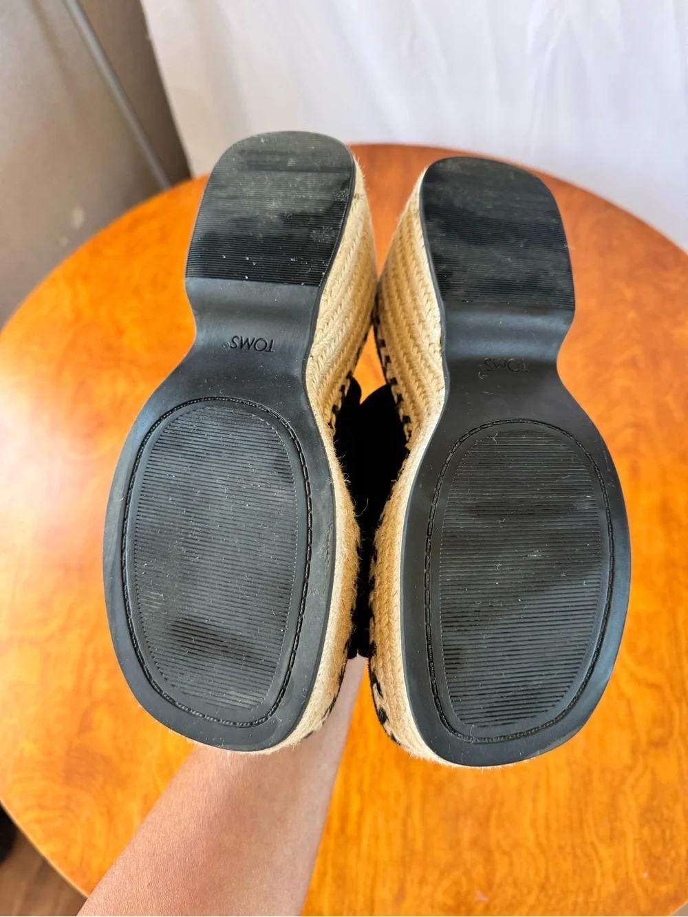 Toms Black Espadrille Platform Mule